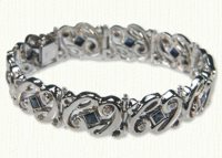 14KW initial C bracelet with square sapphires