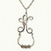 14KY monogram charm holder letter K - initial charm holder