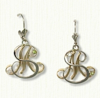 14kt Yellow Gold Monogram JD Earrings with Diamonds