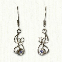 14kt White Gold Custom JS Monogram Dangle Earrings set with Tanzanites