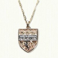 14KY Custom Family Crest Pendant with 4 Diamonds