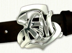 Monogram Belt Buckle in sterling silver