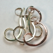 Tri-color monogram pin M G B