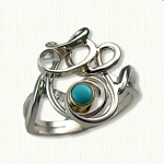 Custom Initial Ring with bezel set Turquoise Stone