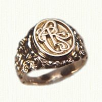 14KY Signet Ring 1523 with photoetched initials