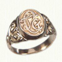 14KY Signet Ring 1523 with photoetched initials