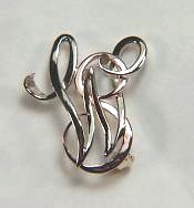 W S monogram pin in 14kt rose and white gold